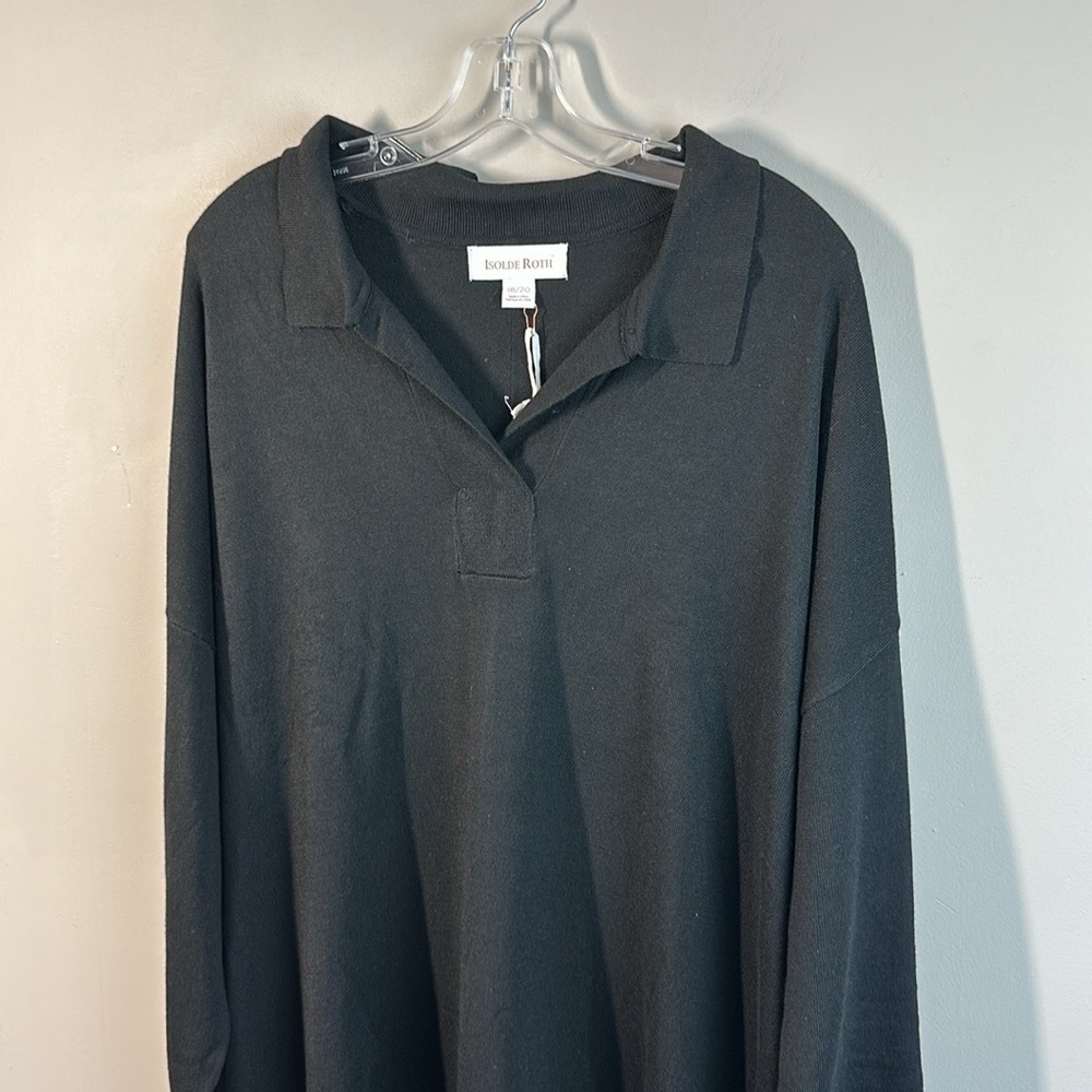 NWT City Chic ISOLDE ROTH Black Side Slit Knit Shirt Dress Size 18/20 - Picture 5 of 15
